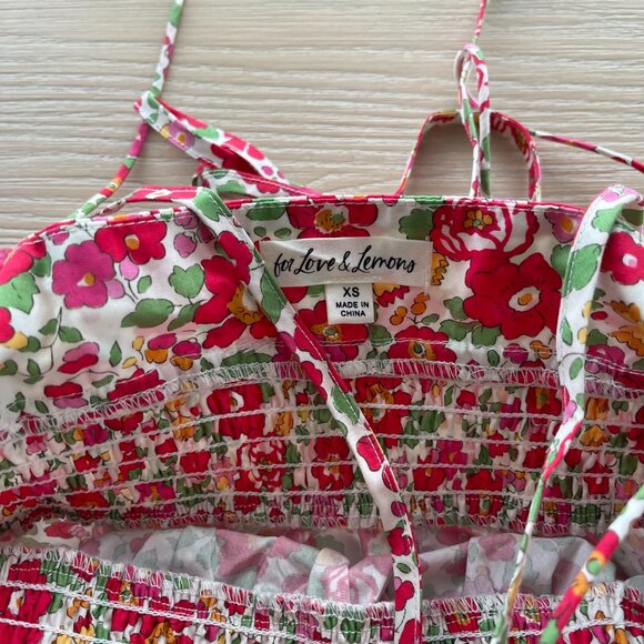 For Love & Lemons Auden Floral Mini Dress in Red - Picture 4 of 4